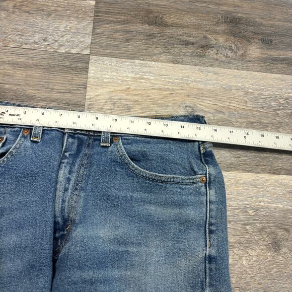 Levis 505 Dark Wash Faded Blue Mens 31x30‎ Regular Straight Denim Jeans Red Tab - Picture 7 of 13